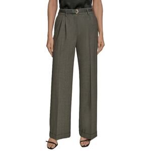 Donna Karan New York Women Grey Plaid Belted Classic Wide Leg Pants Size US 14